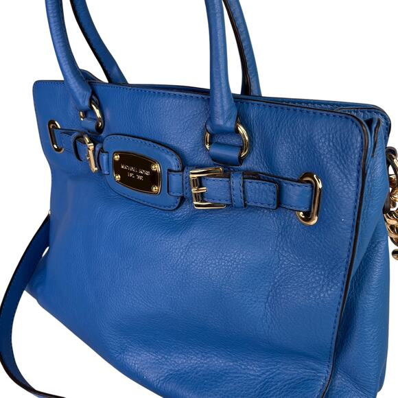 Michael Kors Hamilton Leather Tote Purse Bag Heritage Blue Goldtone NWOT - Picture 11 of 16